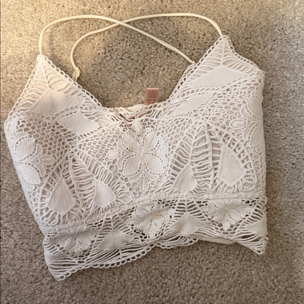 Crochet Lace Bralette Camisole in Ivory - Picture 3 of 4
